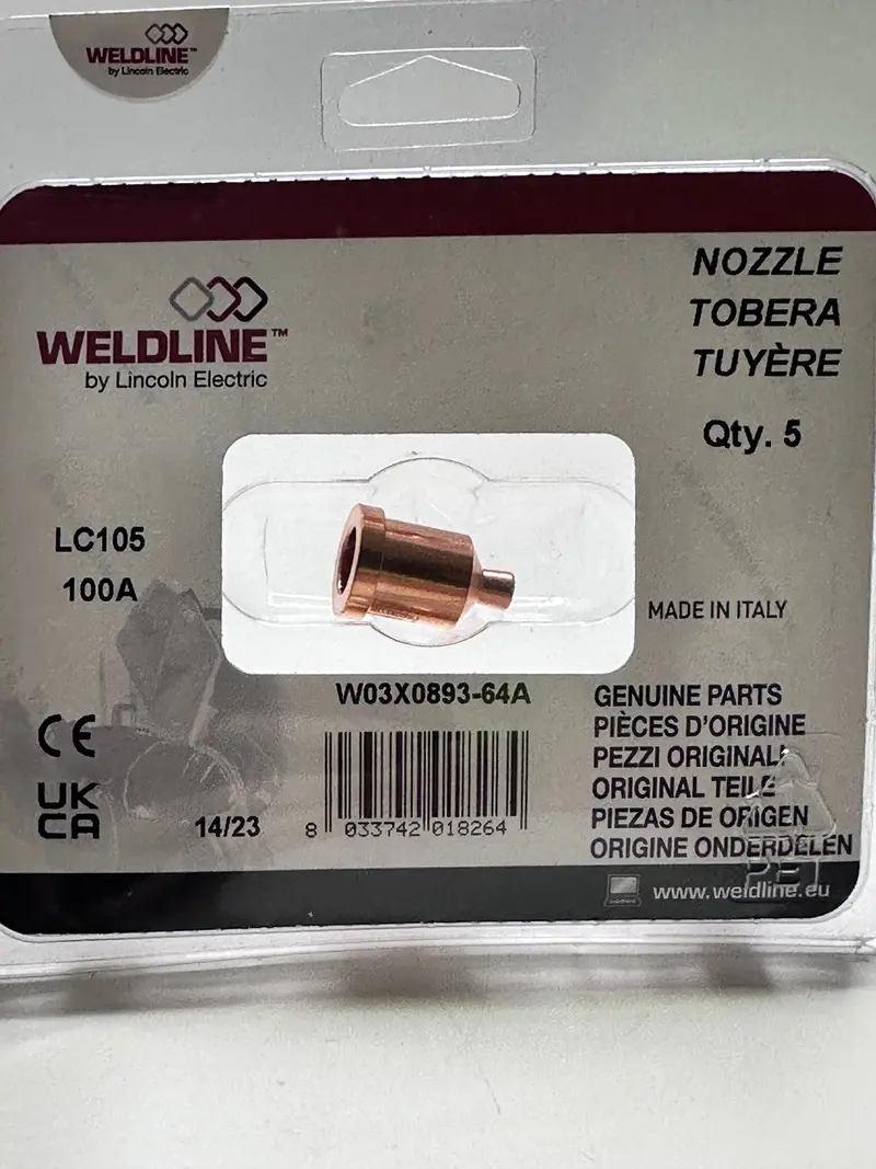 Weldline Lc105 100A Plasma Tip W03x0893-64A, 5 Pack 1