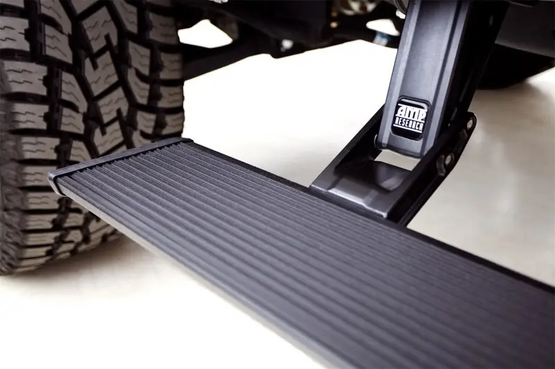 Amp Research Powerstep Xtreme Running Boards For 2008–2016 Ford Super Duty – Motorized, Black, Full-Width Deployment 1