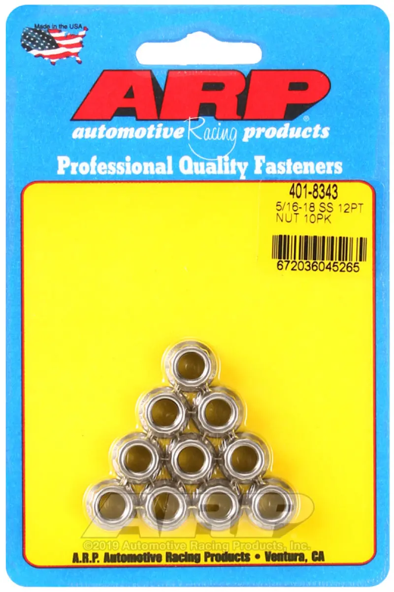 Arp Stainless Steel 12-Point Nut Kit – 5/16"-18 Thread, 10-Piece Pack 1
