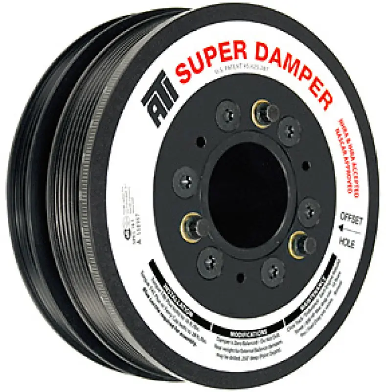 Ati Super Damper — 6.73-Inch Aluminum Harmonic Balancer For Ls7, Ls3, Gen V Z28, And Y-Body Engines (8-Groove, No A/C, 3-Ring, 10% Underdrive) 1