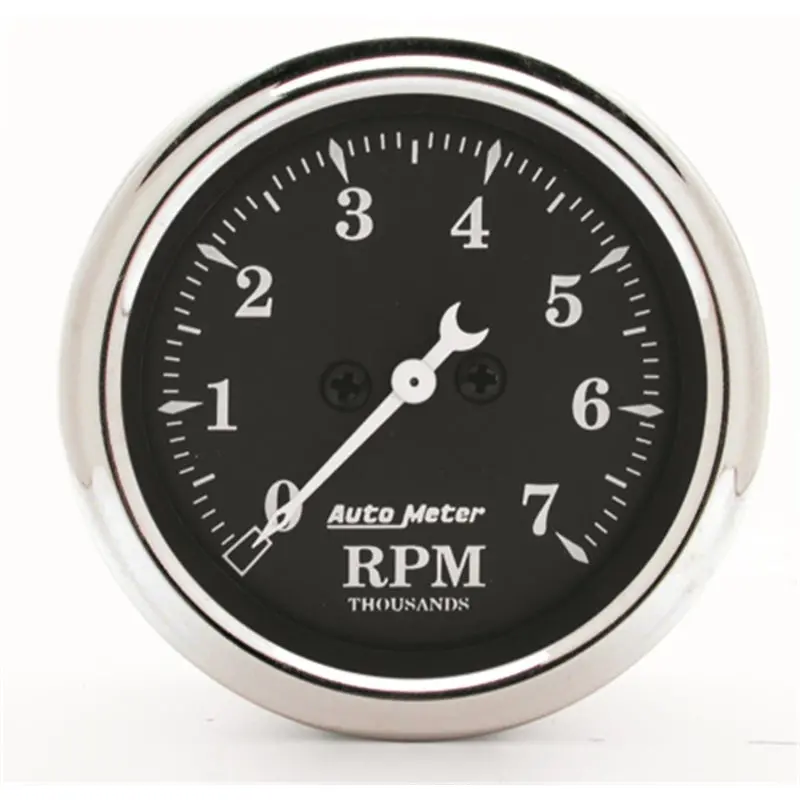 Autometer 2-1/16" Analog Tachometer – 7,000 Rpm, Vintage Black Face, In-Dash Mount 1