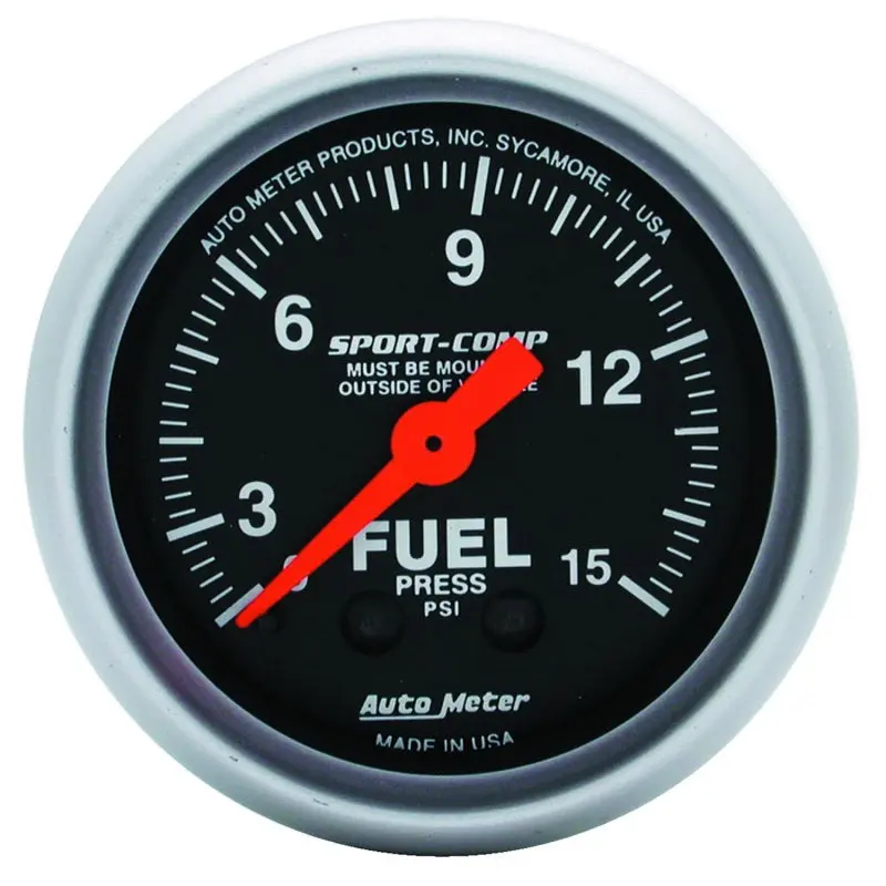 Autometer Sport-Comp Mechanical Fuel Pressure Gauge – 2-1/16In, 0–15 Psi 1