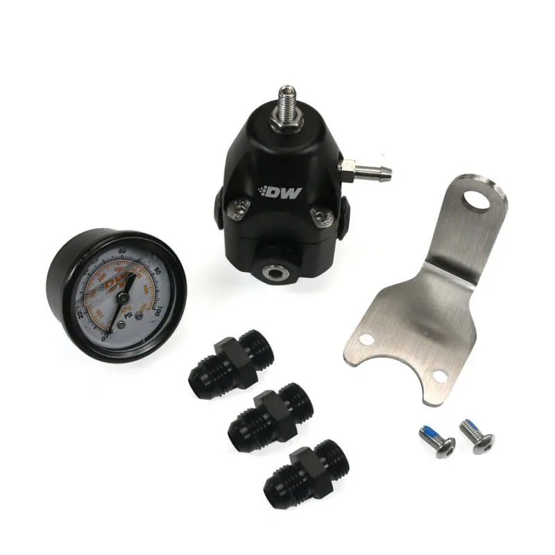 Deatschwerks Dwr1000C Adjustable Fuel Pressure Regulator With Gauge & 6An Fittings – Anodized Black 1