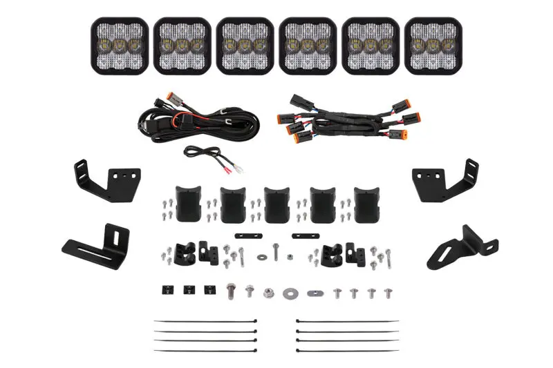 Diode Dynamics Prinsu/Sherpa Roof Racks Ss5 6-Pod Crosslink Mounting Kit - Sport White Combo 1