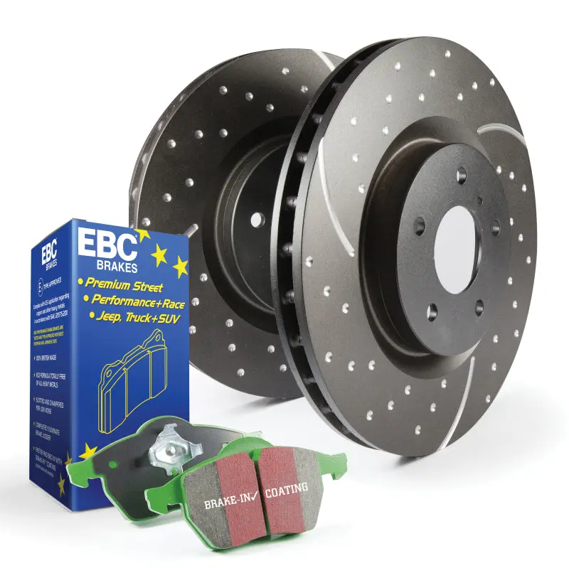Ebc S10 Brake Upgrade Kit: Greenstuff Pads + Gd Drilled & Slotted Rotors 1