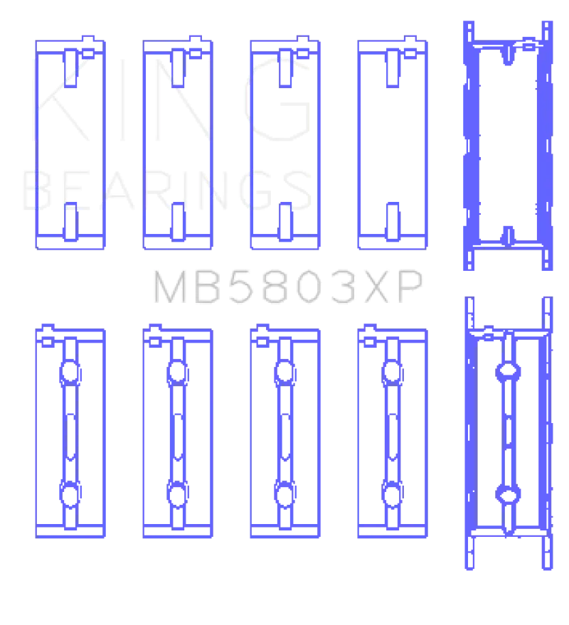 King Crankshaft Main Bearings For Bmw S65B40A – .026" Oversize, 5-Piece Set 1