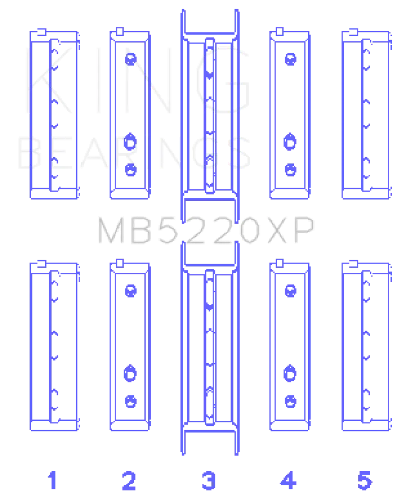 King Performance Main Bearing Set For Subaru Ej20/Ej22/Ej25 – Flange Position #3, +0.025" Oversize 1
