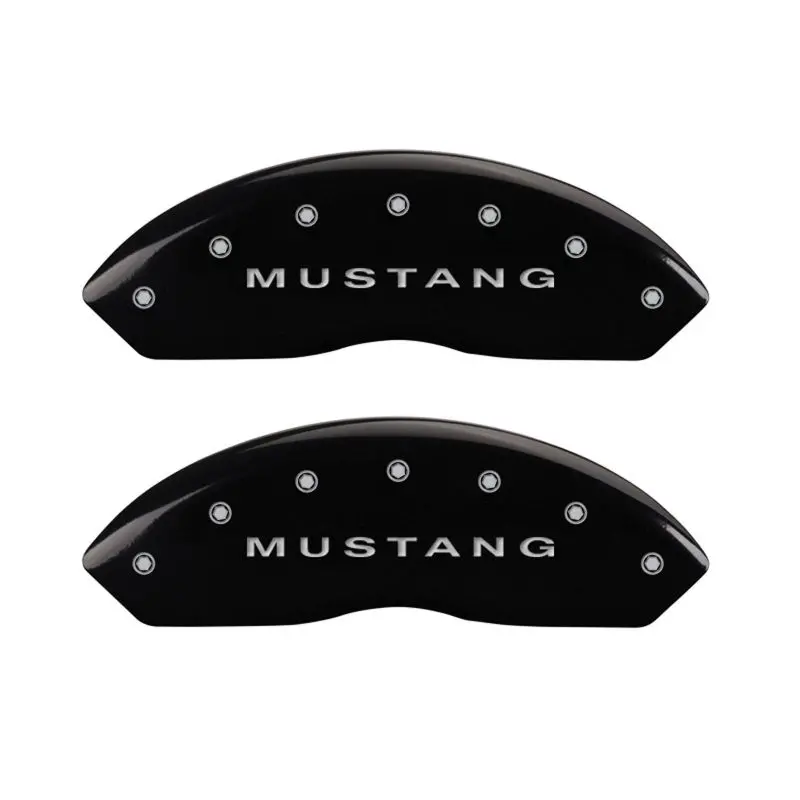 Mgp Engraved 4-Piston Caliper Covers – Front And Rear For S197/Gt Mustang (Black Finish With Silver Accent) 1