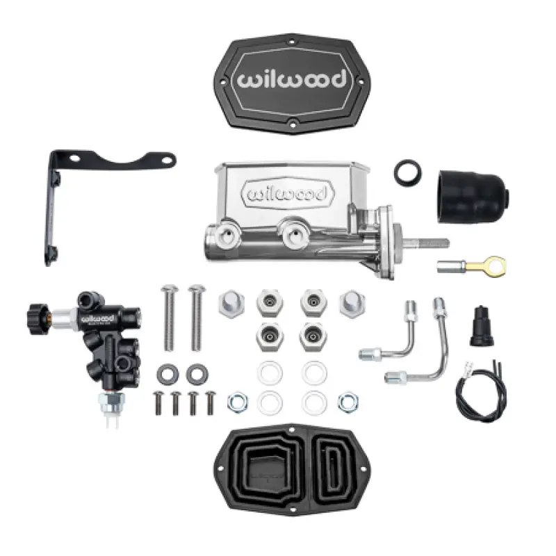 Wilwood Compact Tandem Master Cylinder Kit With Proportioning Valve – 15/16-Inch Bore, Chrome Powder-Coated Finish For Mopar Applications 1